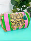 Quilted Cosmetic Bag in Pink & Green Tiger Print
