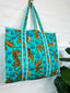 Aqua Tiger Cotton Quilted Tote Bag