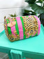 Quilted Cosmetic Bag in Pink & Green Tiger Print