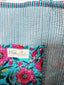 Sky Blue and Pink Floral Cotton Quilted Block Print Tote Bag
