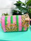 Quilted Cosmetic Bag in Pink & Green Tiger Print