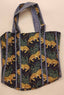 Black Jungle Cotton Quilted Tote Bag