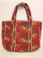 Red Jungle Cotton Quilted Tote Bag