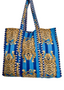 Blue Tiger Cotton Quilted Tote Bag