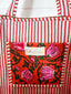 Red Orange and Pink Floral Cotton Quilted Block Print Tote Bag