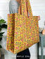 Yellow and Pink Floral Cotton Quilted Block Print Tote Bag