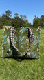 Green Safari Cotton Quilted Tote Bag