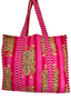 Hot Pink Tiger Cotton Quilted Tote Bag