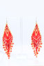 Cardinal Wings Bead Tassel Drop Earrings in Golden Red