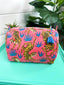 Large Sunset Pink Tiger Print Cosmetic Bag