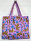 Purple Tiger Cotton Quilted Tote Bag